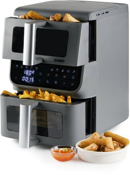 DOMO DO550FR - Dubbele Airfryer XXL - 10 L - 2500 W - Grijs