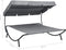 vidaXL - Loungebed - met - luifel - grijs