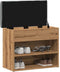 vidaXL - Schoenenbank - 62x32x50 - cm - bewerkt - hout - artisanaal - eikenkleur