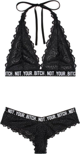 Kanten BH-set 'Not your bitch' L/XL