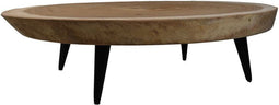 Ovale bijzetteafel - 120x80x28 - Naturel/zwart - Munggur/metaal