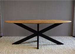 Ovale mango eettafel met verjongde rand 210 cm - naturel | Meubelplaats