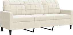 vidaXL - Driezitsbank - 180 - cm - fluweel - crèmekleurig