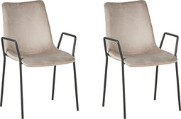 JEFFERSON - Eetkamerstoel set van 2 - Taupe - Fluweel