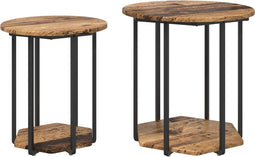 vidaXL - Salontafelset - van - 2 - - - Oud - Hout - en - Metaal