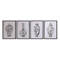Schilderij DKD Home Decor Spar Kristal Vaas (50 x 70 x 2,5 cm) (4 Stuks)