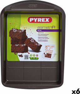 Oven Mould Pyrex Asimetria Rechthoekig Zwart 28 x 22 cm Metaal (6 Stuks)