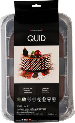 Oven Mould Quid Sweet Grey Met deksel Zwart Metaal 36 x 23 x 4,5 cm (4 Stuks)