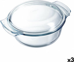 Ovenschaal Pyrex Classic Vidrio Met deksel Transparant Glas 33 x 26 x 12 cm (3 Stuks)