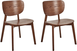 OVERLY - Eetkamerstoel set van 2 - Donkerhout - Rubberhout