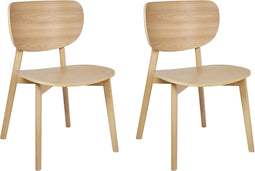 OVERLY - Eetkamerstoel set van 2 - Lichthout - Rubberhout