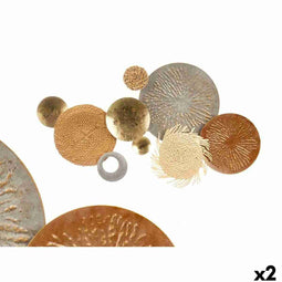 Wanddecoratie 23SMA0041 Bruin Grijs Metaal Papier Natuurlijke Vezel 90,2 x 5,7 x 47 cm (2 Stuks)