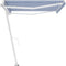 vidaXL - Luifel - handmatig - uittrekbaar - met - LED - 400x300 - cm - blauw - en - wit