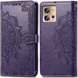 iMoshion Hoesje Geschikt voor Motorola Edge 30 Fusion Hoesje Met Pasjeshouder - iMoshion Mandala Bookcase - Paars