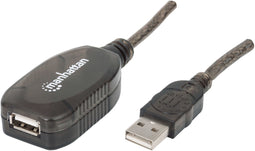 Manhattan 40m USB-kabel - USB 2.0 A-stekker - 480 Mbps - Zwart