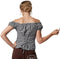dressforfun Stefferl - Kostuumblouse - Korte mouwen Carmenhals - Zwart / Wit