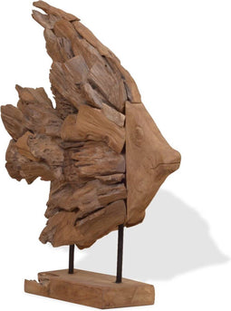 vidaXL Vissenbeeld 40x12x57 cm teakhout