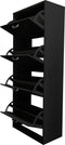 Schoenenkast - schoenenrek - 4 vakken met klepdeuren - zwart