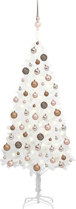vidaXL - Kunstkerstboom - met - verlichting - en - kerstballen - 120 - cm - wit