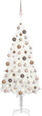 vidaXL - Kunstkerstboom - met - verlichting - en - kerstballen - 120 - cm - wit