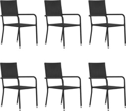vidaXL - Tuinstoelen - 6 - st - poly - rattan - zwart