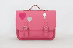 Own Stuff Lederen Boekentas Hartjes Lagere school - Antiek Roze
