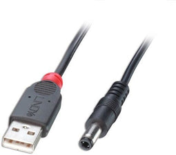 Lindy 70267 - USB-kabel - USB 2.0 A naar DC 5,5 mm - Zwart 1,50 m