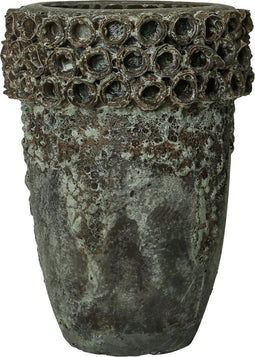 PTMD Severo Driehoek Bloempot - 25 x 25 x 36 cm - Keramiek - Bruin