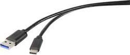 Renkforce RF-4535908 - USB 3.2 Gen1 A naar C kabel - 3 m - Zwart