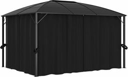 vidaXL - Prieel - met - gordijnen - 400x300x265 - cm - antraciet