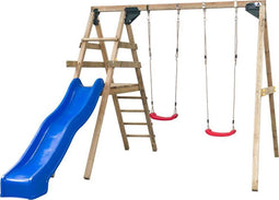 Houten speeltoestel met glijbaan - Celina blauw