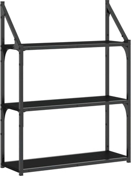vidaXL - Wandrek - 3-laags - 60x21x78,5 - cm - bewerkt - hout - zwart
