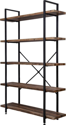 Wandkast Stoer metaal hout industrieel design open boekenkast 178 cm hoog zwart