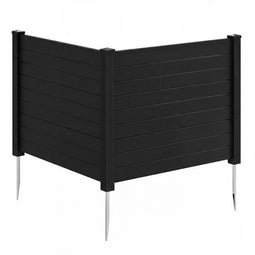 Coast Privacy Fence Tuinscherm 2 Panelen Zwart – 122 x 95 cm per Paneel – Met 3 Grondpalen
