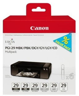 Canon PGI-29 - Inktcartridge - Multi-verpakking 6 kleuren - Zwart Donkergrijs Grijs Licht Grijs Mat Zwart Foto zwart