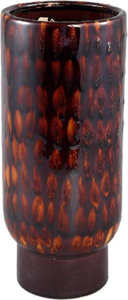 PTMD Bloempot Joady - 15x15x35 cm - Keramiek - Bruin