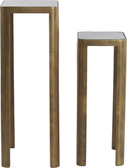 Oxe pilaar set van 2 - antiek brons/smoked glas