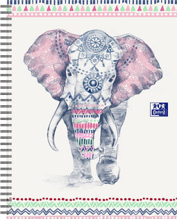 Oxford Boho Chic - schrijfblok - A4+ - Lijn - 120 pagina's - hardcover notitieboek - olifant