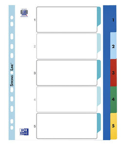 Oxford - Tabbladen oxford a4+ 11r pp 1-5 kleur | 25 stuks