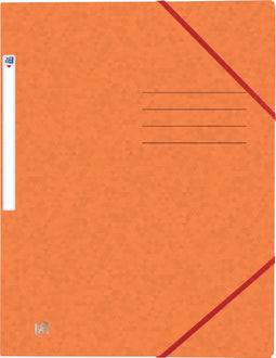 Oxford Top File + - elastomap - 3 kleppen - elastiek - A4 - oranje - pak 10 stuks