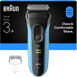 Braun Series 3+ - Elektrisch Scheerapparaat - 2 Folie-scheerelementen & Precisietrimmer - Blauw
