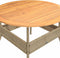 Tuintafel met acaciahouten blad Ø110x71 cm poly rattan beige