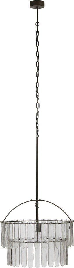 J-Line Luchter Rond 2 Lagen Glas/Metal Zwart