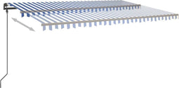 vidaXL - Luifel - automatisch - met - LED - en - windsensor - 6x3,5 - m - blauw - en - wit