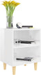 vidaXL - Nachtkastje - met - massief - houten - poten - 40x30x50 - cm - hoogglans - wit