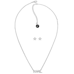 Karl Lagerfeld Karl Star Box set necklace & Earrings Silver Swarovski - Dames - Ketting - Oorbellen - 5512307 - Zilverkleurig - Swarovski