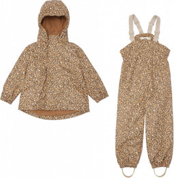 Konges Sløjd Rainy Palme Rainwair set Leo Brown - Regenpak - Regenjas en Regenbroek - Set - Maat 5-6 jaar