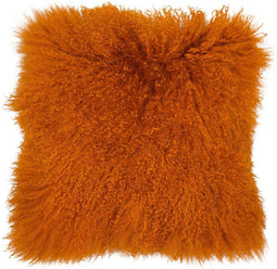 Luxe Mongools Lammerenbont Kussensloop - Echt Suède met Leren Achterkant, 40x40 cm