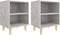 vidaXL - Nachtkastjes - 2 - st - met - houten - poten - 40x30x50 - cm - betongrijs