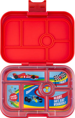 Yumbox Original - lekvrije Bento box lunchbox - 6 vakken - Roar Red / Race Cars tray